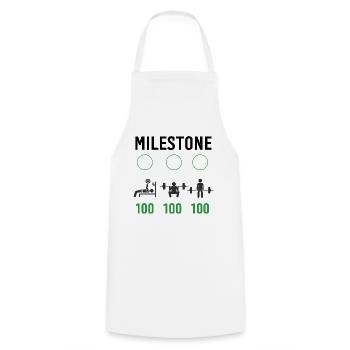 Gym Milestone Workout Liebe - mein Hobby Fitness Ruti - Kochschürze - Weiß - Vorne - AI Model Male 185 dark (185cm)