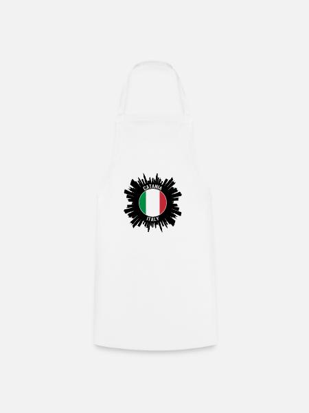 Catania Skyline Italien Flagge Reise Souvenir - Kochschürze - Weiß