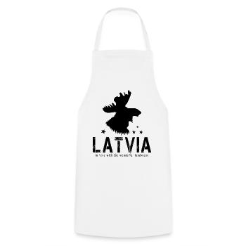 Latvia Lettland lettisch Riga - Kochschürze - Weiß - Vorne - AI Model Male 185 dark (185cm)