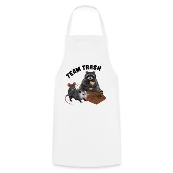 Team Trash - Trash Animals Clique mit Pizzakarton - Kochschürze - Weiß - Vorne - AI Model Male 185 dark (185cm)