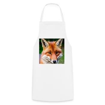 Blattfuchs mit durchdringendem Blick - Kochschürze - Weiß - Vorne - AI Model Male 185 dark (185cm)
