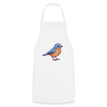 Östliche Blauvogel-Karikatur-Kawaii-Illustration - Kochschürze - Weiß - Vorne - AI Model Male 185 dark (185cm)