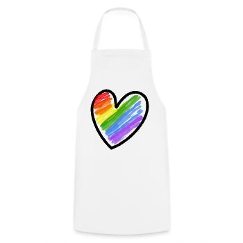 Regenbogenfahne LGBTQ Herz - Kochschürze - Weiß - Vorne - AI Model Male 185 dark (185cm)
