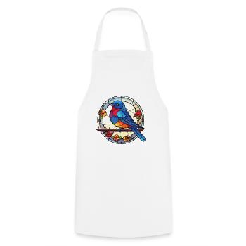 Blauer Vogel Bunte Aquarell-Tierillustration - Kochschürze - Weiß - Vorne - AI Model Male 185 dark (185cm)