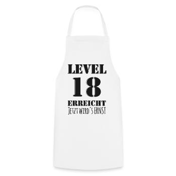 LEVEL 18 ERREICHT - Black Edition 18. Geburtstag - Kochschürze - Weiß - Vorne - AI Model Male 185 dark (185cm)
