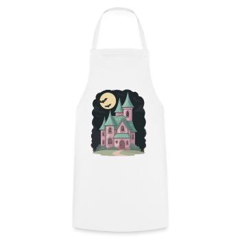 Pastell Spukhaus mit Fledermäusen Halloween - Kochschürze - Weiß - Vorne - AI Model Male 185 dark (185cm)