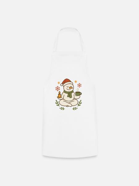 Schneemann Meditation Tee Weihnachten - Kochschürze - Weiß