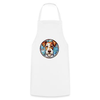Draht Foxterrier Hunderasse Aquarell Illustration - Kochschürze - Weiß - Vorne - AI Model Male 185 dark (185cm)