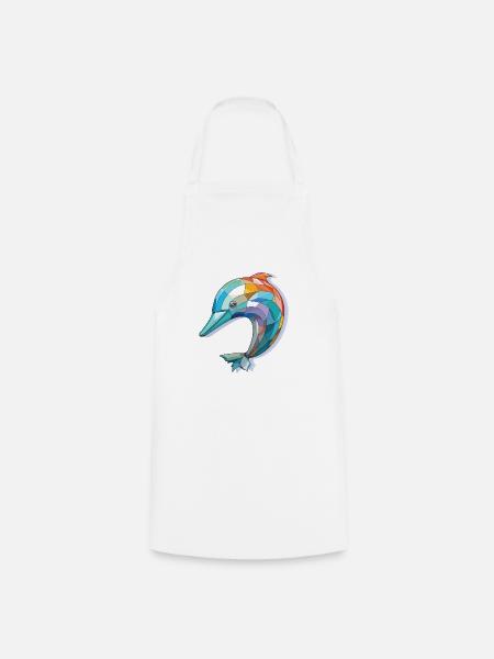 Delphin Bunte Aquarell-Tierillustration - Kochschürze - Weiß