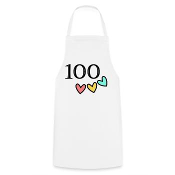 100. 100 JAHRE. 100-JÄHRIGES JUBILÄUM. 100. GEBURTSTAG - Kochschürze - Weiß - Vorne - AI Model Male 185 dark (185cm)