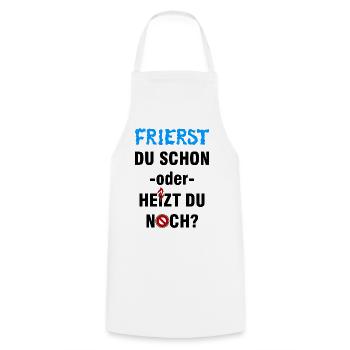 Frierst du schon oder heizt du noch? - Kochschürze - Weiß - Vorne - AI Model Male 185 dark (185cm)