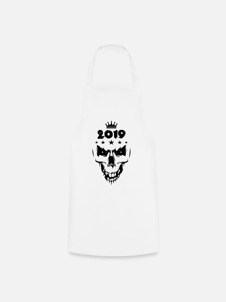 2019 Totenkopf - Kochschürze - Weiß