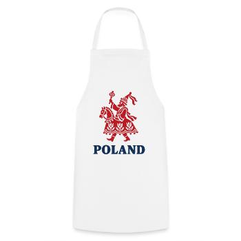 Polnische Lajkonik Volkskunst - Kochschürze - Weiß - Vorne - AI Model Male 185 dark (185cm)