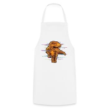 Cyber Dino – Orange Neon Glitch T-Shirt - Kochschürze - Weiß - Vorne - AI Model Male 185 dark (185cm)