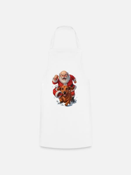 Dackel klaut Weihnachtsmannmütze - Kochschürze - Weiß