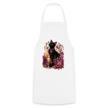 Mystical Black Cat & Purple Magic - Kochschürze - Weiß - Vorne - AI Model Male 185 dark (185cm)