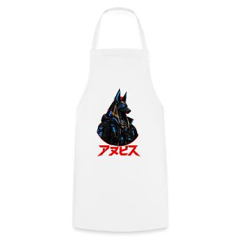 Cyberpunk Anubis Japanische rote Sonne Streetwear - Kochschürze - Weiß - Vorne - AI Model Male 185 dark (185cm)