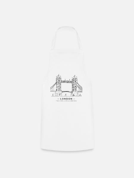 London — Tower Bridge Line Art - Kochschürze - Weiß