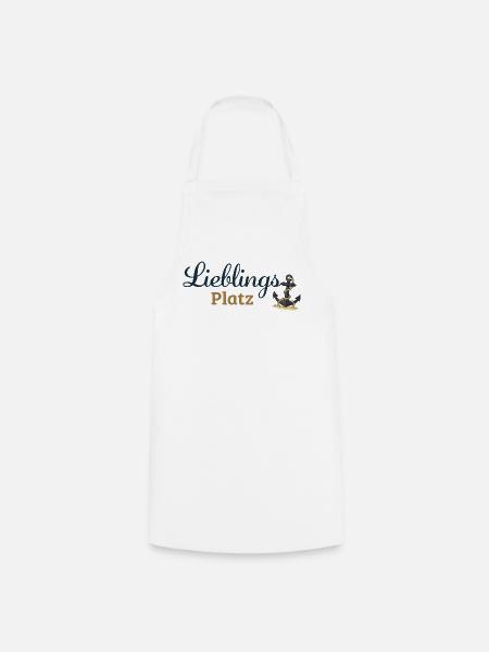 Lieblingsplatz – Maritimes Ankerdesign - Kochschürze - Weiß