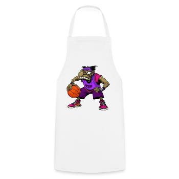B-Ball Hip-Hop Rap - Kochschürze - Weiß - Vorne - AI Model Male 185 dark (185cm)