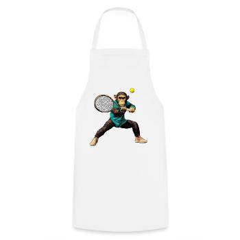Tennis Schimpanse Affen - Kochschürze - Weiß - Vorne - AI Model Male 185 dark (185cm)