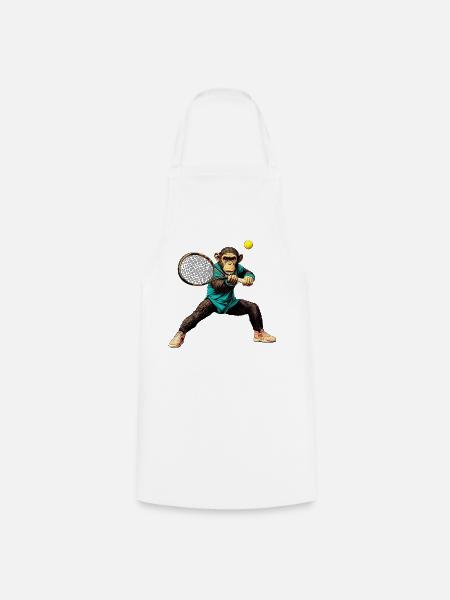 Tennis Schimpanse Affen - Kochschürze - Weiß