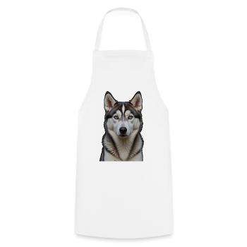 Eisblauer Husky Blick - Kochschürze - Weiß - Vorne - AI Model Male 185 dark (185cm)