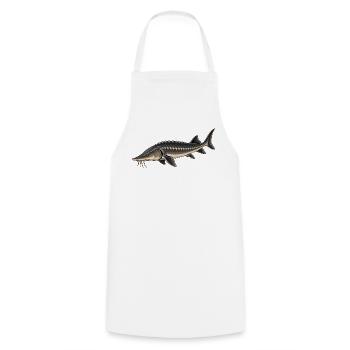 Stör Fisch Angeln - Kochschürze - Weiß - Vorne - AI Model Male 185 dark (185cm)