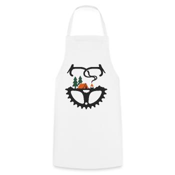 Bikepacking-Zelt auf dem Fahrrad Kettenflügel-Lagerfeuer-Kunst - Kochschürze - Weiß - Vorne - AI Model Male 185 dark (185cm)