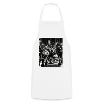 Katze Schachspieler Retro Design - Kochschürze - Weiß - Vorne - AI Model Male 185 dark (185cm)