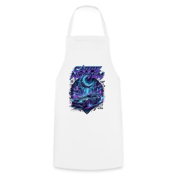Carpe_Noctem_-_Cyberpunk_-_1 - Kochschürze - Weiß - Vorne - AI Model Male 185 dark (185cm)