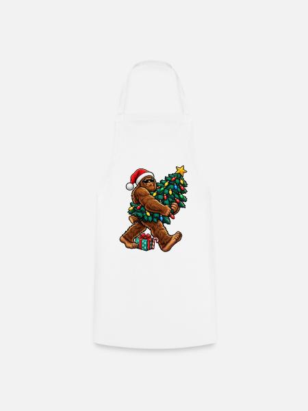 Sasquatch mit Weihnachtsbaum - Kochschürze - Weiß