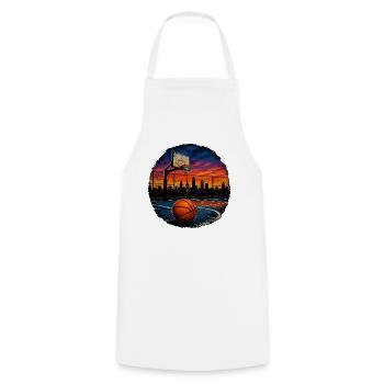 Streetball Court Vintage Basketball Skyline Shirt - Kochschürze - Weiß - Vorne - AI Model Male 185 dark (185cm)