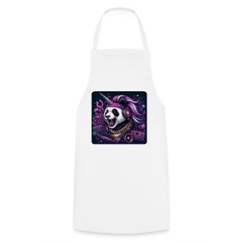 Panda mit Einhorn und Kopfhörern im Neonlook - Kochschürze - Weiß - Vorne - AI Model Male 185 dark (185cm)