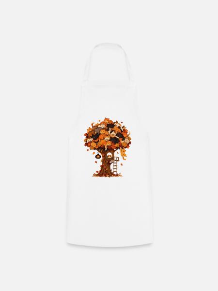Katzenbaum Herbsttraum - Kochschürze - Weiß