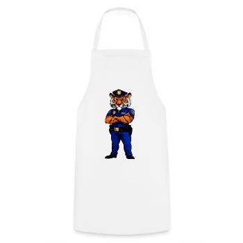 Tiger Polizei / Polizist Raubtier - Kochschürze - Weiß - Vorne - AI Model Male 185 dark (185cm)