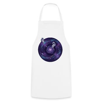 Galaxie-Schallplatte mit Astronauten - Kochschürze - Weiß - Vorne - AI Model Male 185 dark (185cm)