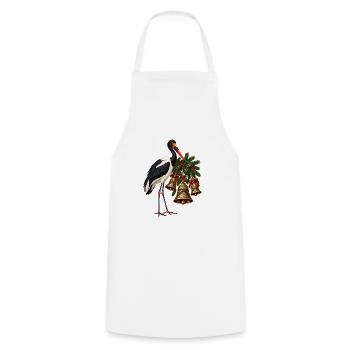 Sattelstorch an festlichen Weihnachtsglocken - Kochschürze - Weiß - Vorne - AI Model Male 185 dark (185cm)