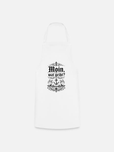 Moin, wat geiht? – Plattdeutsch Shirt - Kochschürze - Weiß