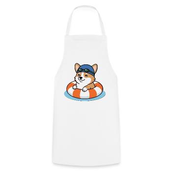 Süßes Kawaii Corgi Schwimm-Sommerstrandshirt - Kochschürze - Weiß - Vorne - AI Model Male 185 dark (185cm)