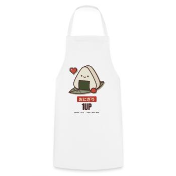 Onigiri 1UP Extra Life Pixel Heart Kawaii - Kochschürze - Weiß - Vorne - AI Model Male 185 dark (185cm)