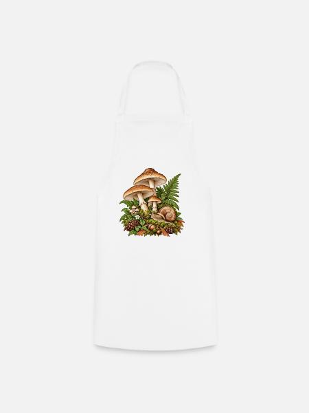 Waldpilz-Szene mit Schnecke - Kochschürze - Weiß