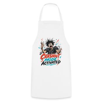 Crashout Modus Aktiviert - Kochschürze - Weiß - Vorne - AI Model Male 185 dark (185cm)