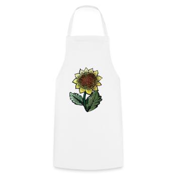 Sonnenblumen-Skizze-Botanischer Tee - Kochschürze - Weiß - Vorne - AI Model Male 185 dark (185cm)