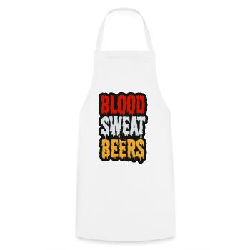 Blood Sweat & Beers – Bier und Leidenschaft - Kochschürze - Weiß - Vorne - AI Model Male 185 dark (185cm)
