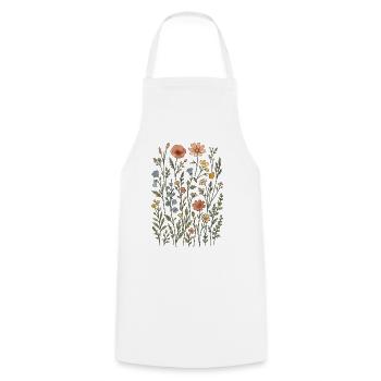 Wildblumen – eine botanische Wiese im Vintage-Stil - Kochschürze - Weiß - Vorne - AI Model Male 185 dark (185cm)