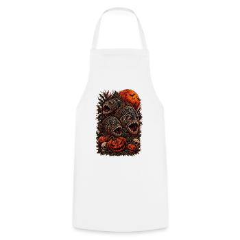 halloween-piranha-horror-monster-tshirt-pumpkin - Kochschürze - Weiß - Vorne - AI Model Male 185 dark (185cm)