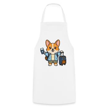 Niedlicher Kawaii Corgi World Traveler Hundepass - Kochschürze - Weiß - Vorne - AI Model Male 185 dark (185cm)
