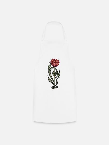 Karmesinrote Flammenblüte - Kochschürze - Weiß