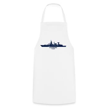 Hamburg F220 – Minimalistische Silhouette - Kochschürze - Weiß - Vorne - AI Model Male 185 dark (185cm)
